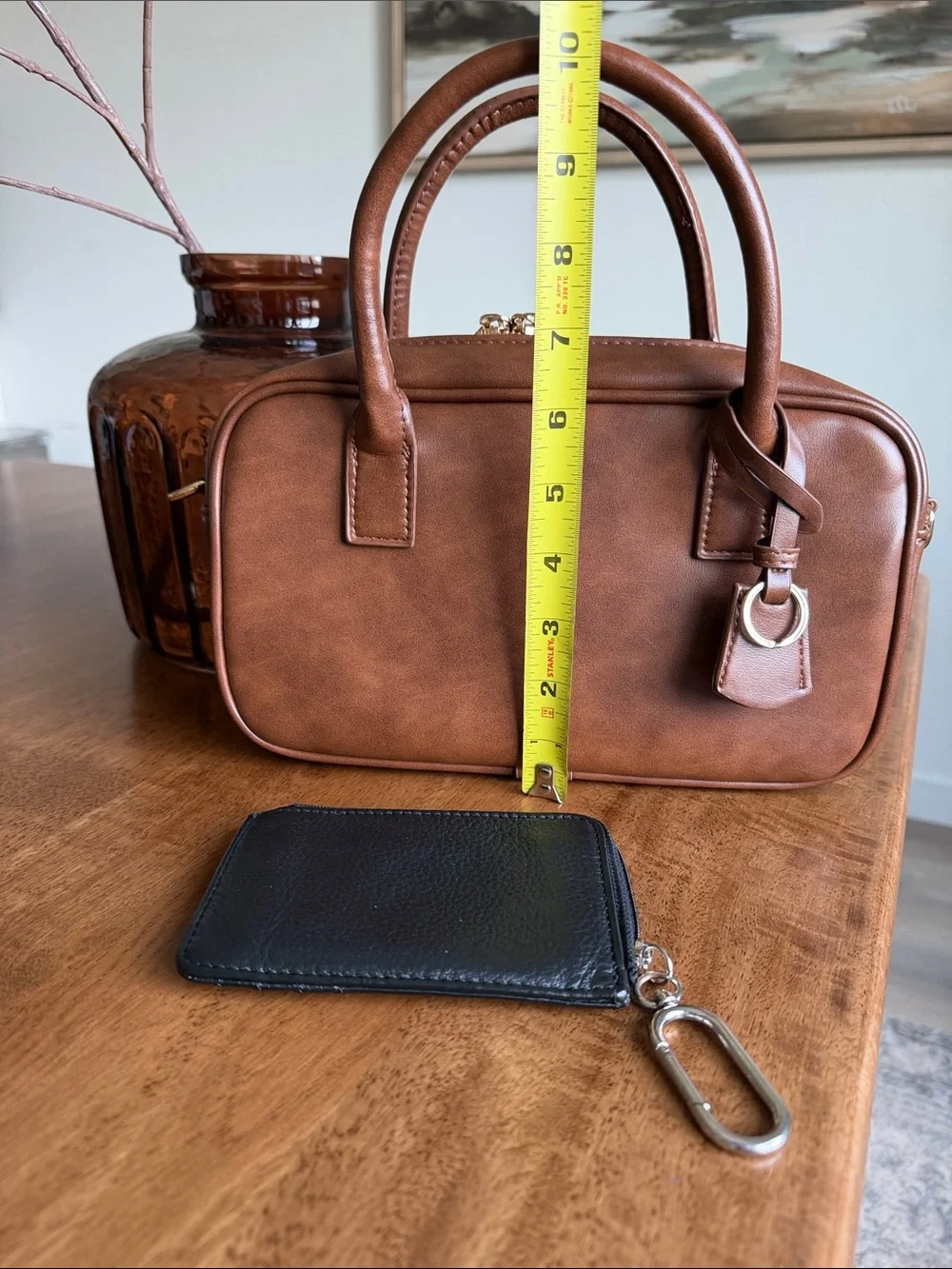 Universal Thread top handle with genuine leather card case